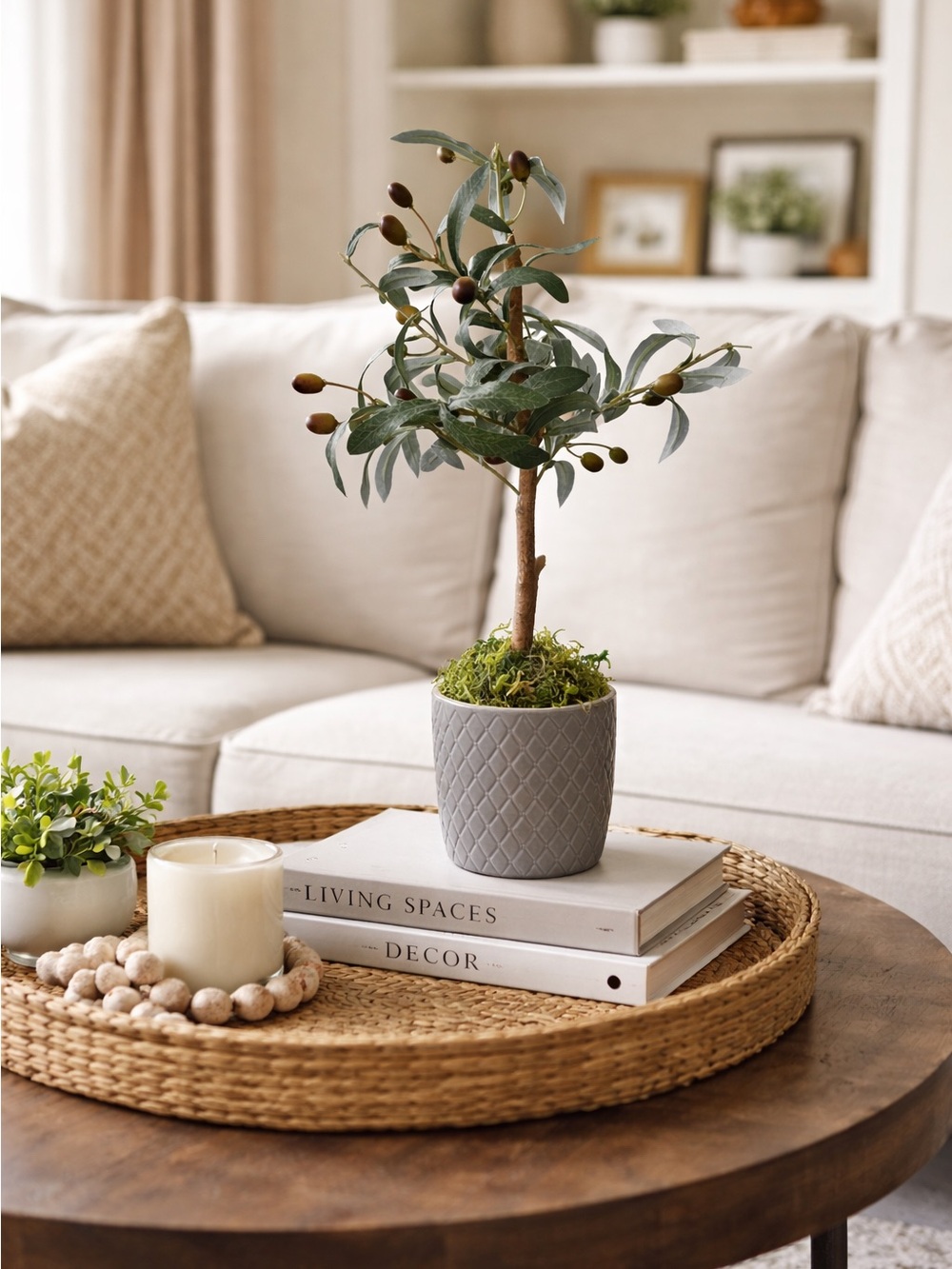 Faux Olive Topiary in Gray Pot - Home Accents Faux Florals -sku48